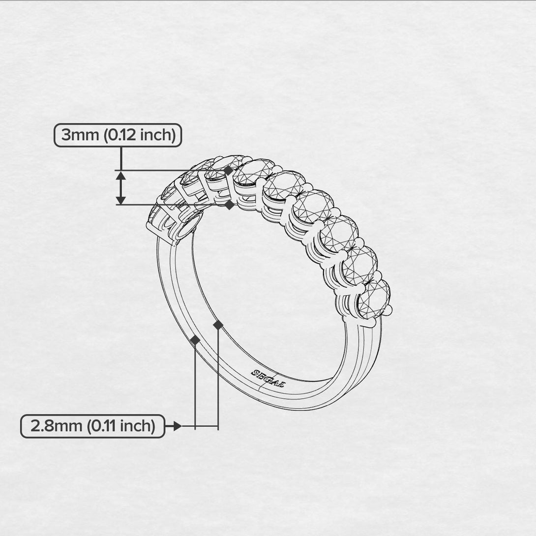 10 Stone Emerald Oval Cut Wedding Band Ring - Harriet No. 4